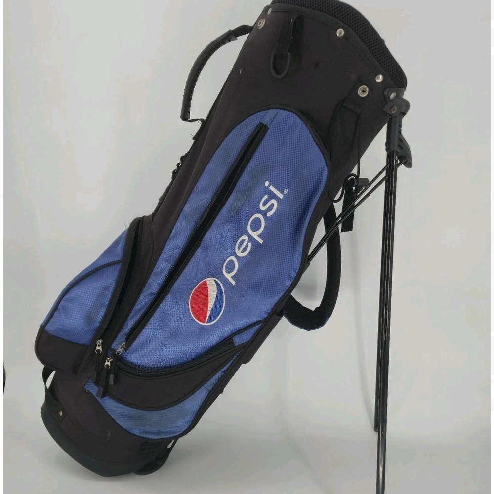 Pepsi Golf Stand Bag Blue Black Carry Bag Soda Logo Promo 34" 6 Club Divider VTG